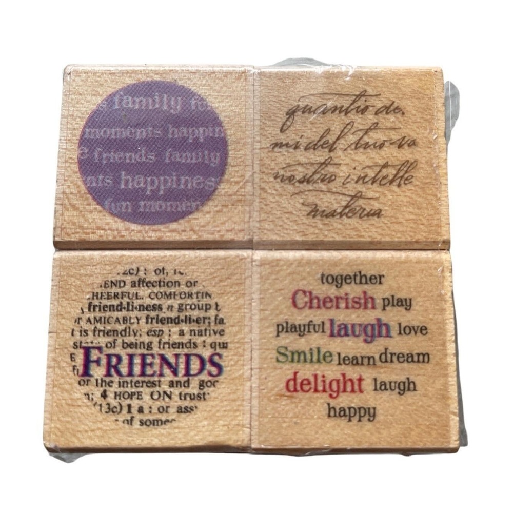 Four Wooden Rubber‎ Stamps With Sentimental Quotes & Words By Hero Arts